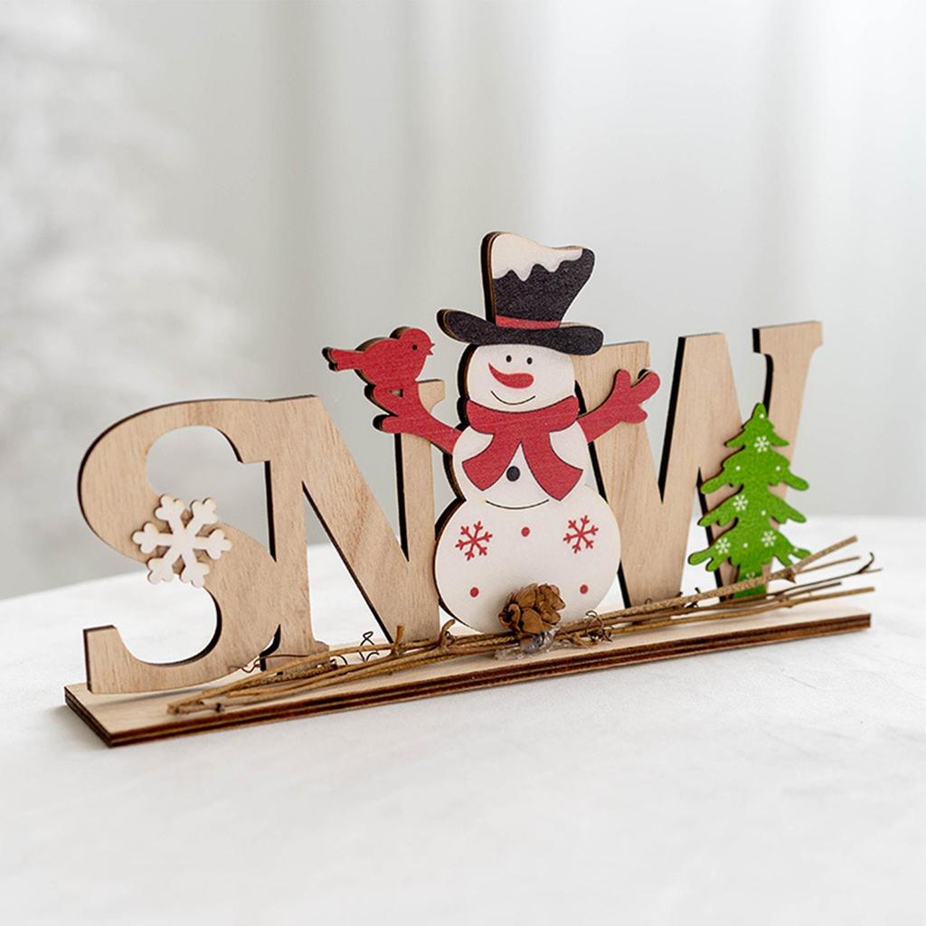 Christmas Table Decorations wooden old man snowman English letter card desktop ornaments Christmas Home Decoration ornaments