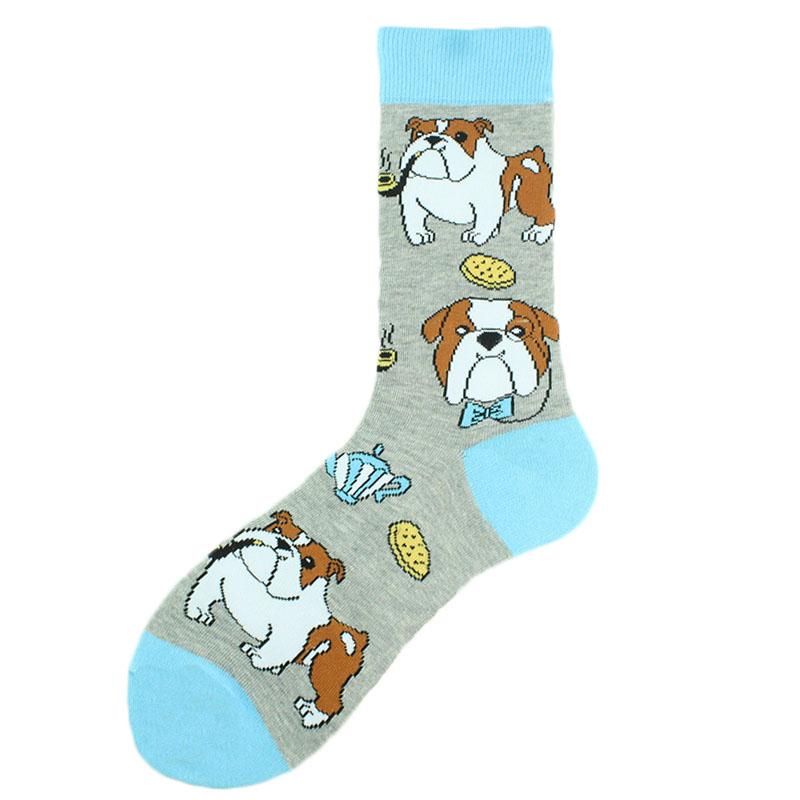 Cool Hip Hop Crew Socks Men Funny Animal Squirrel Shark Dinosaur Boxing Dog Fortune Cat Sokken Harajuku Divertidos Chaussette