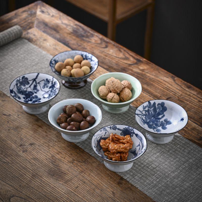 

Vintage Blue and White Porcelain Fruit Plate Banquet Dessert Pastry Dish Home Ceramic Snack Candy Plate Living Room Table Decor