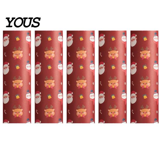 Santa Claus Pattern Gift Wrap 5 Sheets Christmas Wrapping Paper Set, Large with Birthday Packaging Supplies Double-Sided Tape And Bows, Snowflake