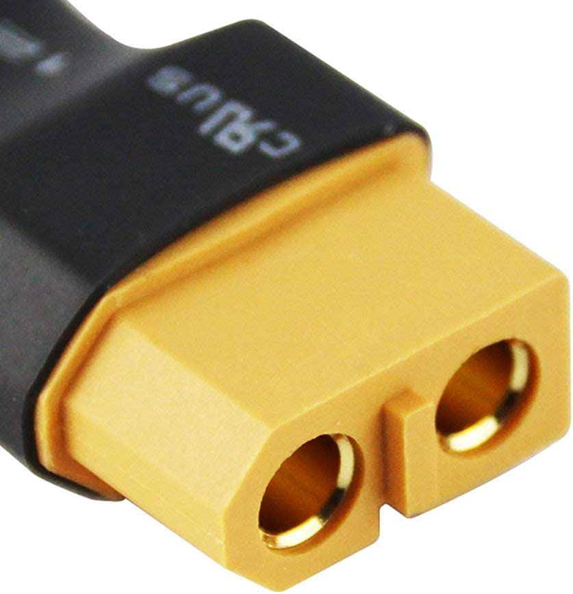 Set of 4 XT60 Female To EC5 Male Adapters | Connect LiPo Batteries To RC Devices | Ideal for Airplanes, Cars, Helicopters | Yellow, Plastic