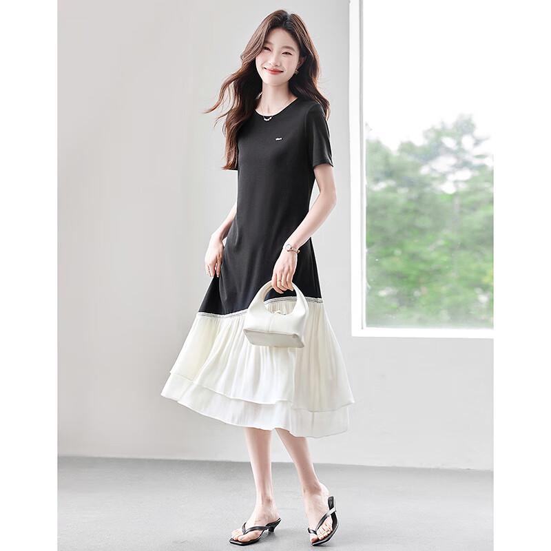 Women's Elegant Short-Sleeve A-Line Midi Dress