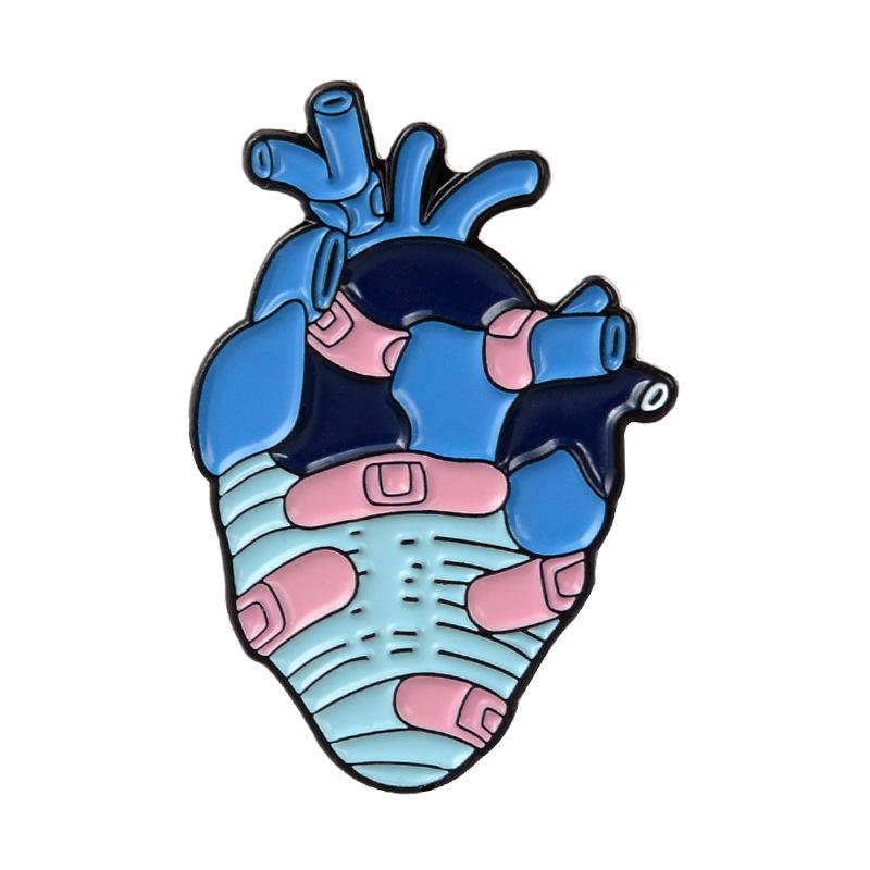 Creative Medical Organs Enamel Brooch Brain Lung Heart Chest Uterus Flower Wave Mechanical Heart Metal Badge Lapel Pins Jewelry