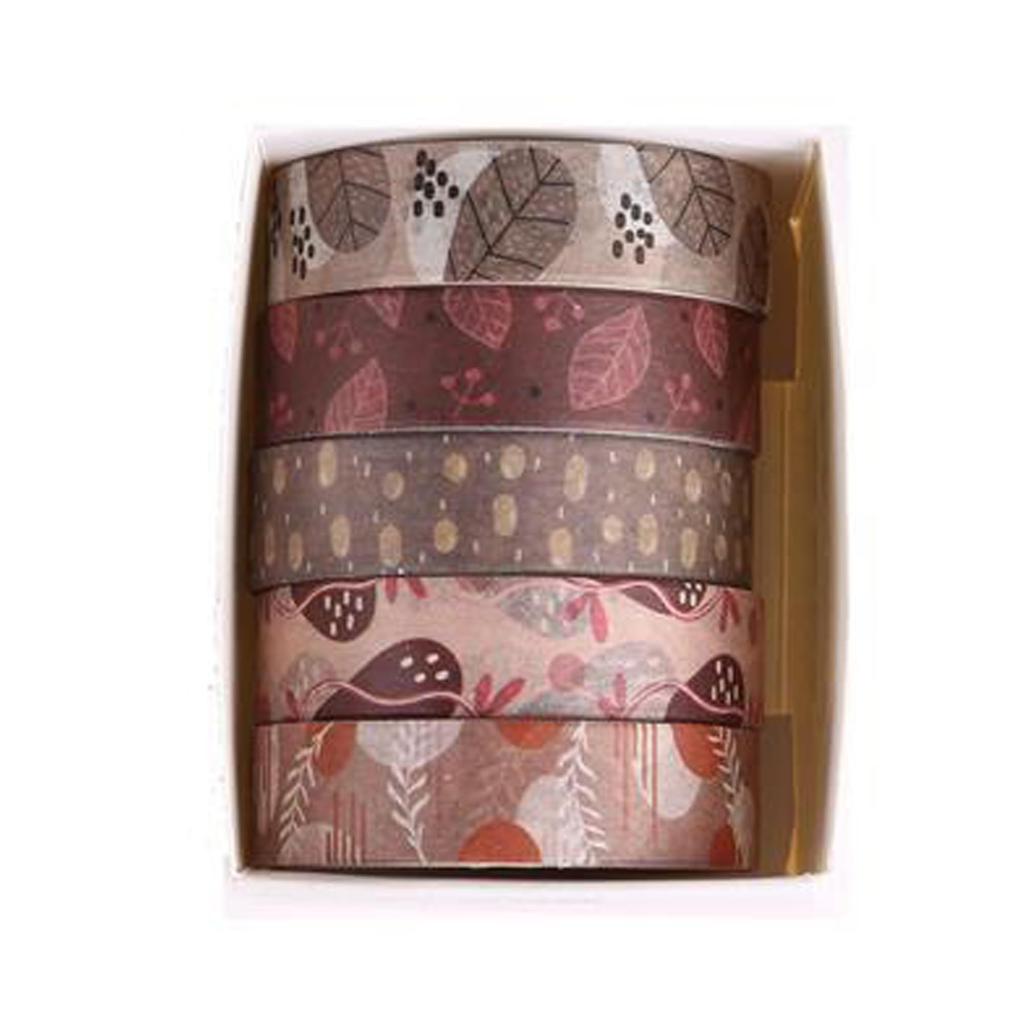 QEZEZA Cute Masking Set of Washi Tape for Masking DIY Bullet Journal and Gift Wrapping Tape, 5, Crafts, Supplies, Planners, Scrapbooks, Cards, (H)