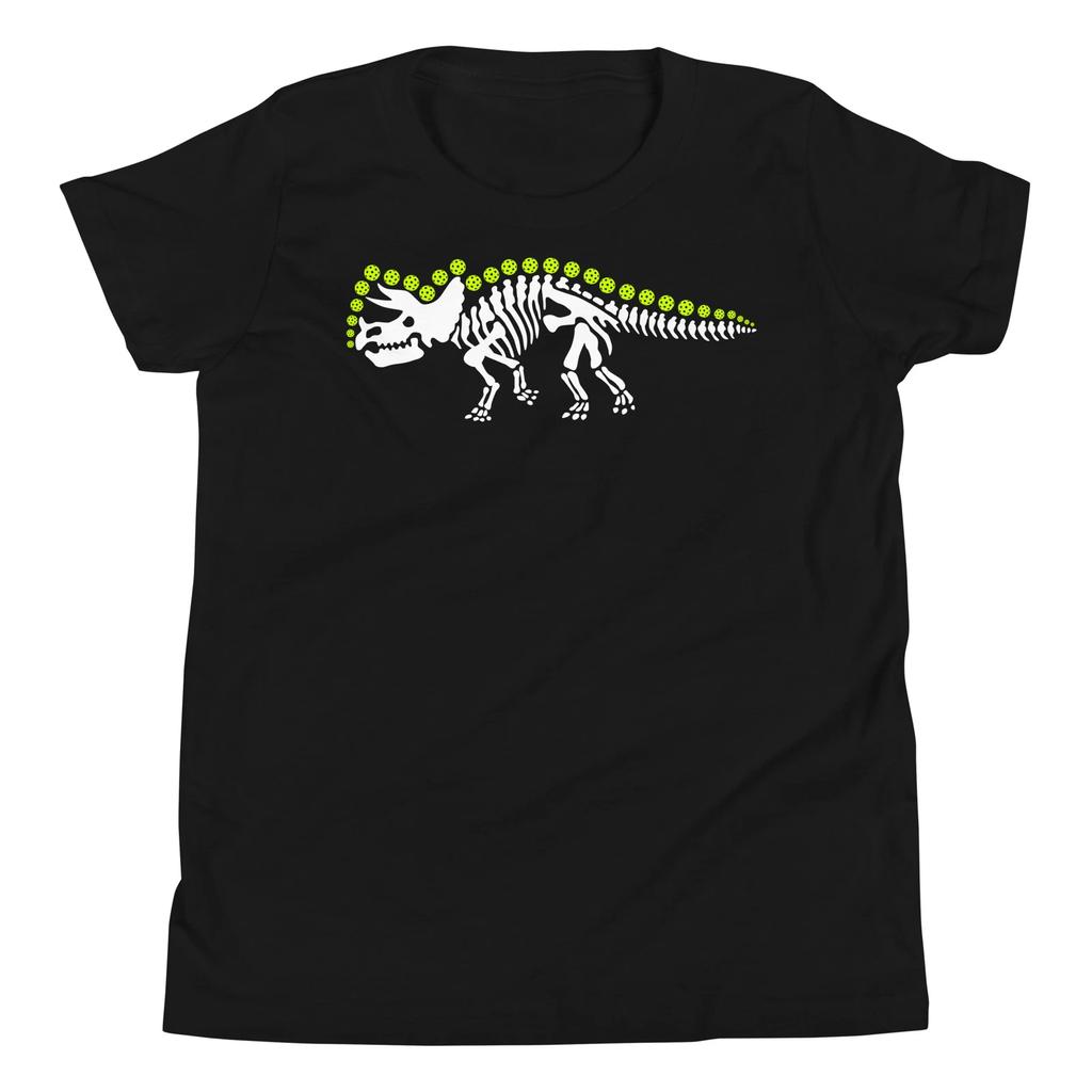 Pickleball Triceratops Funny Pickle Ball Dinosaur Lover Novelty Youth T-Shirt