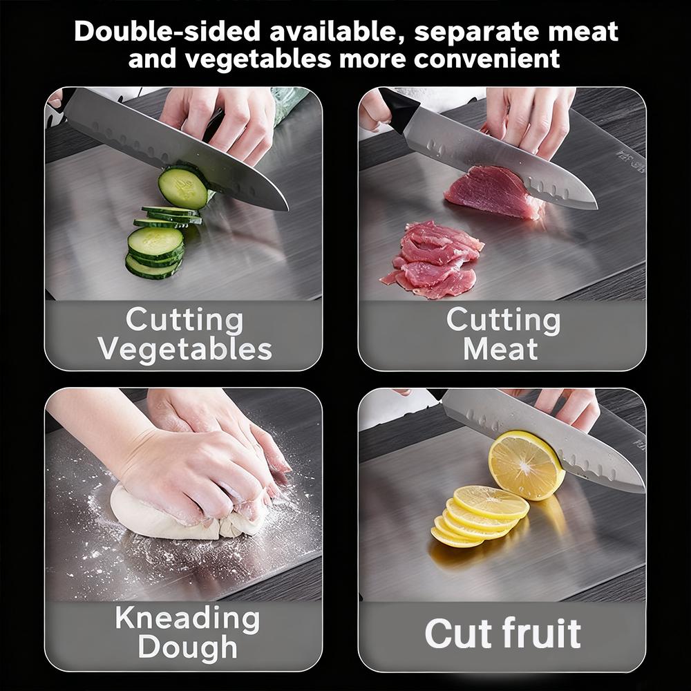 New Stainless Steel Cutting Board, Multiple Materials, for Kitchen, Home, Camping, Parties, and Barbecues, Usable On Both Sides