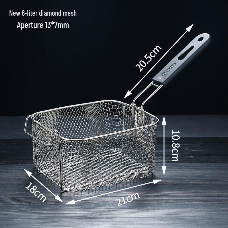 Commercial Stainless Steel Fryer Basket with 81 Super Fine Mesh for Oil Control and Powder Shaking