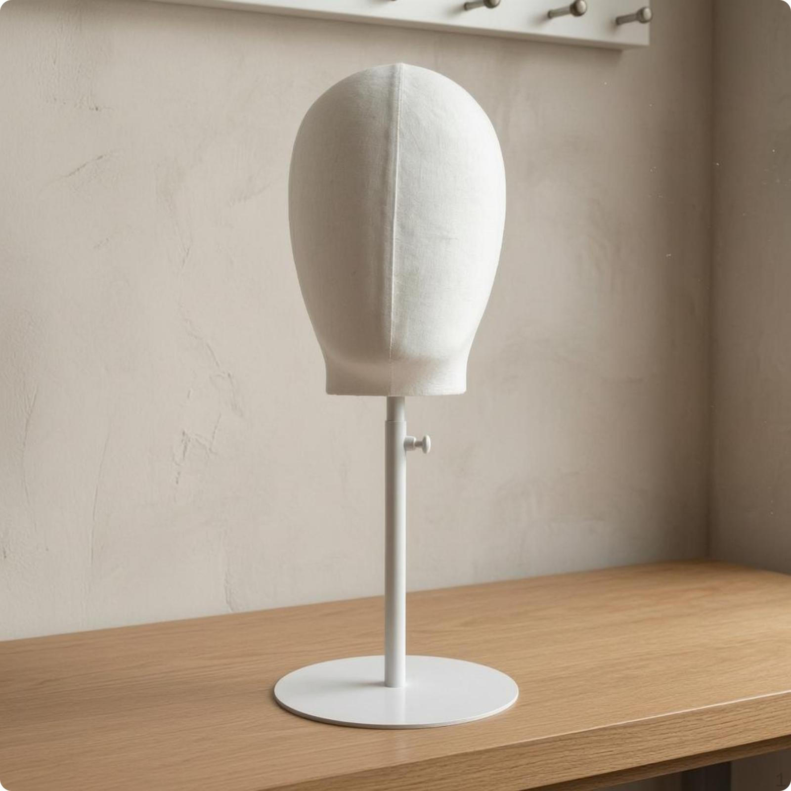 Adjustable Mannequin Head Stand Stainless Steel Base ClothCovered Side Tightening