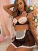 Hot Sexy Lingerie Women Maid Role Play Charm Binding Garter Belt Waistband Underwear Christmas Cosplay Clubwear Waitress Uniform