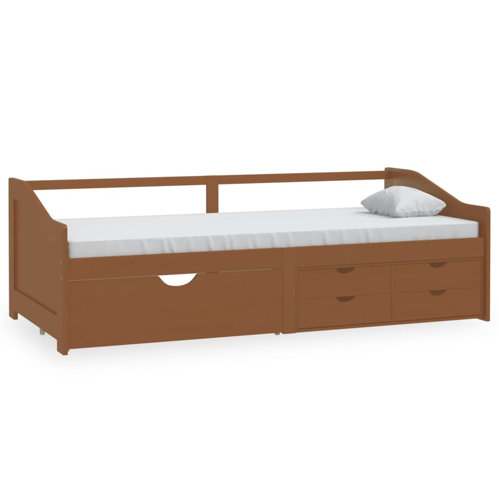 Daybed 3 Seater with Drawers Honey Brown Pine Wood 90 x 200 cm