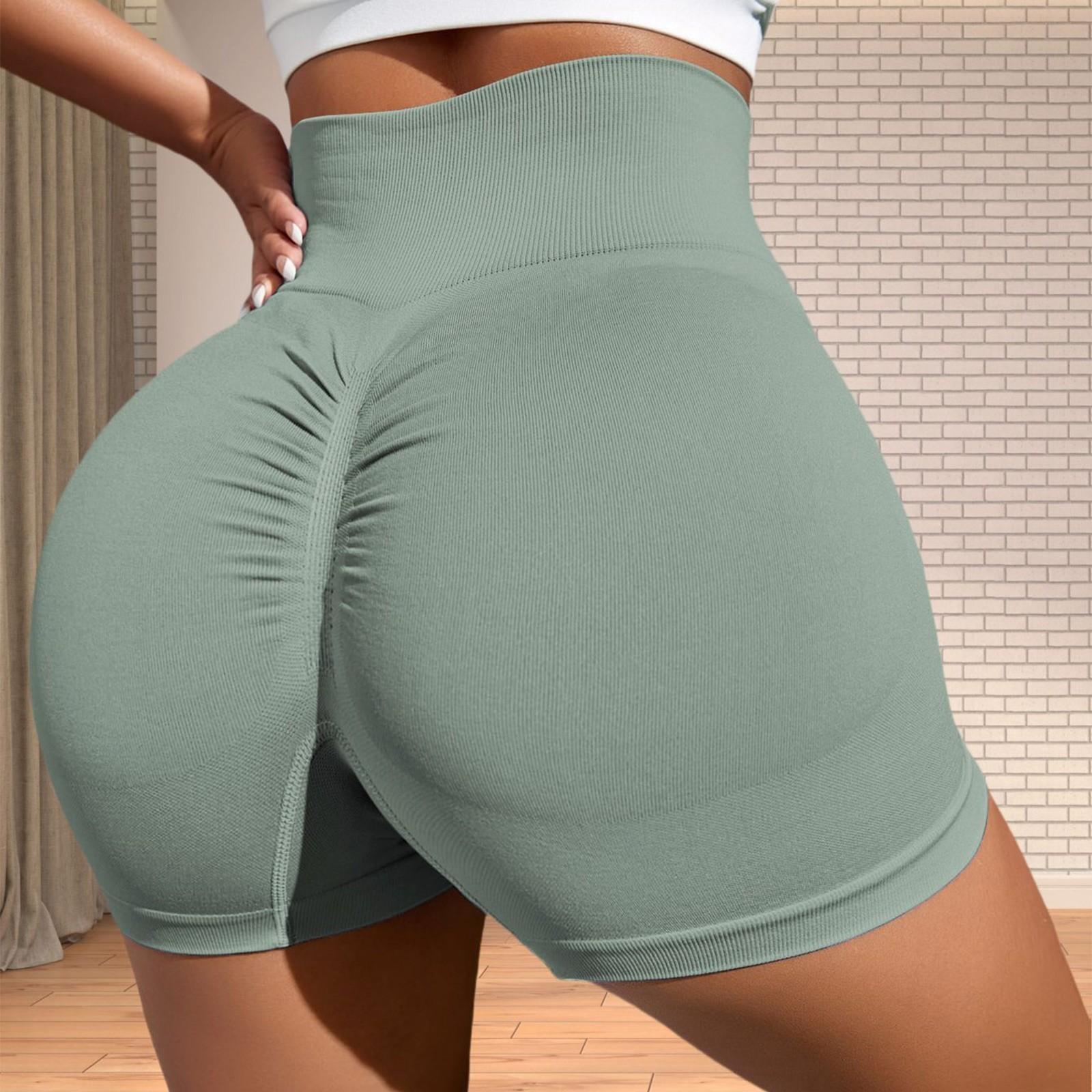 

Женские спортивные шорты с высокой талией персикового цвета, обтягивающие шорты для йоги S светло-серый