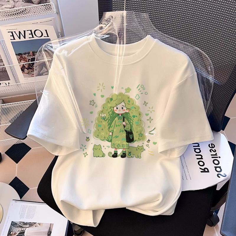 Cotton short-sleeved t-shirt pure width 2025 new summer women's half-sleeved foreign-style top t-shirt