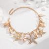 Ocean Bohemian Style Starfish & Shell Anklet with Rhinestones & Pearls