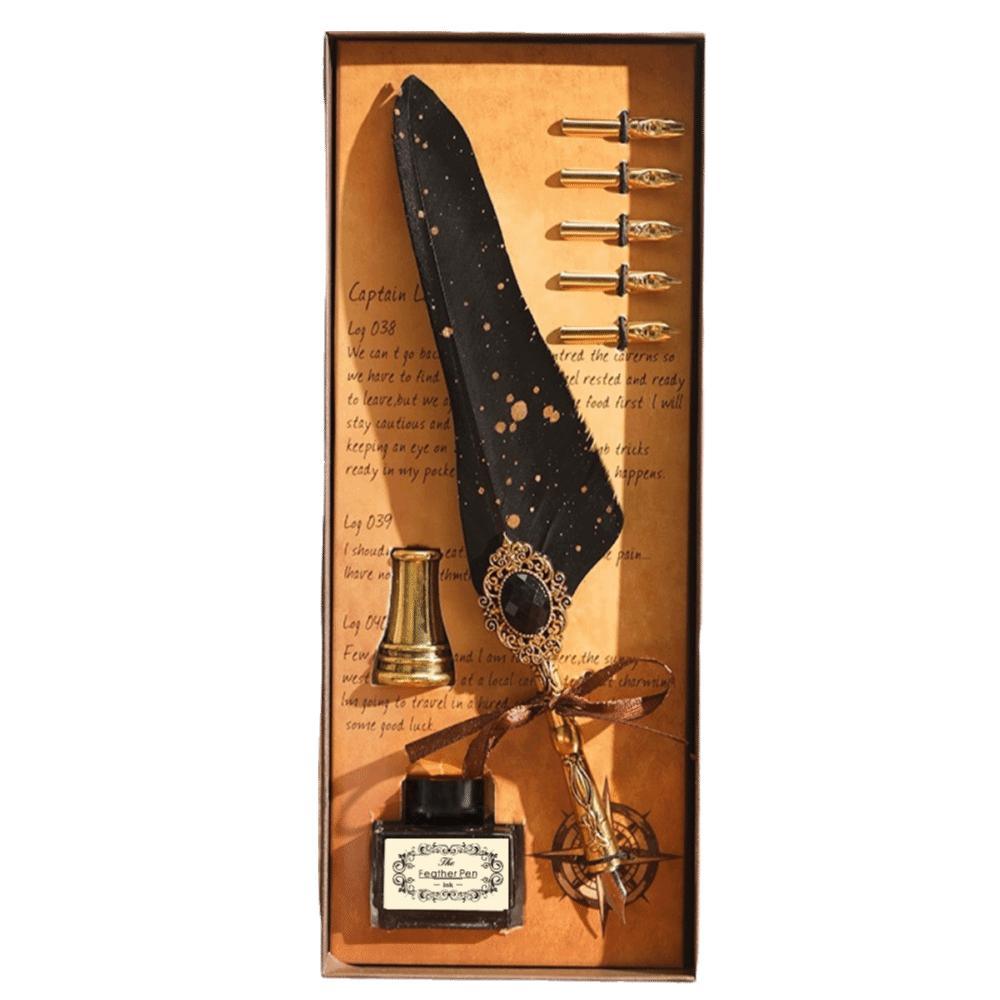 Replaceable Nib Calligraphy Pen Classic Feather Shape Signature Pen  Creative Writing чёрный