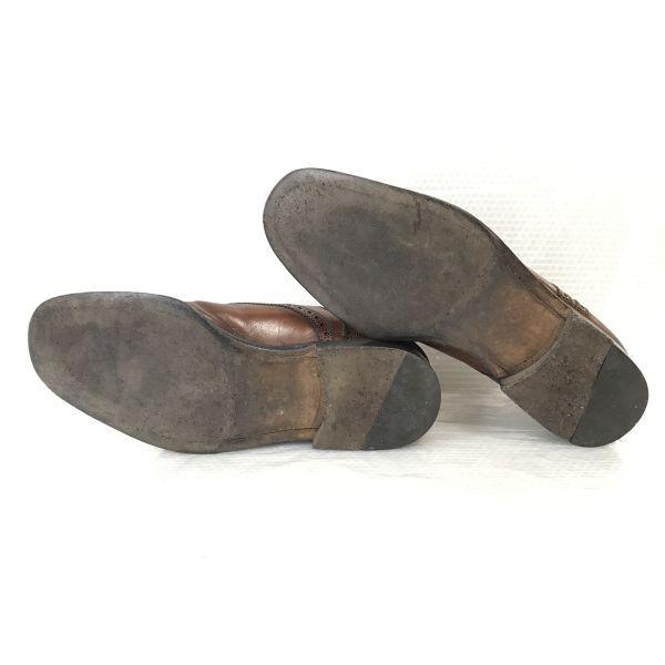 MARIANO CAMPANILE/Vintage Leder Straight Tip Semi-Brogue Schuhe/6/24.5-25.0/Braun/Business(GEBRAUCHT)