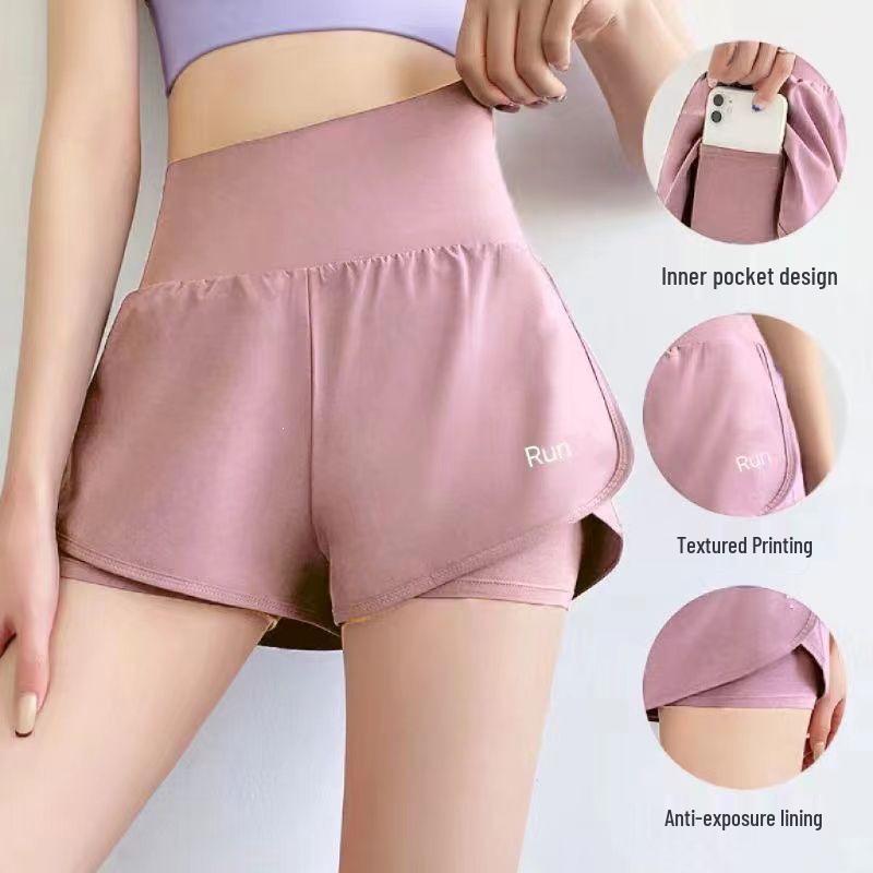 Women's Quick-Dry Yoga Pants with Built-In Shorts - Anti-Exposure, Summer Fitness, Running Training, 3/4 Length