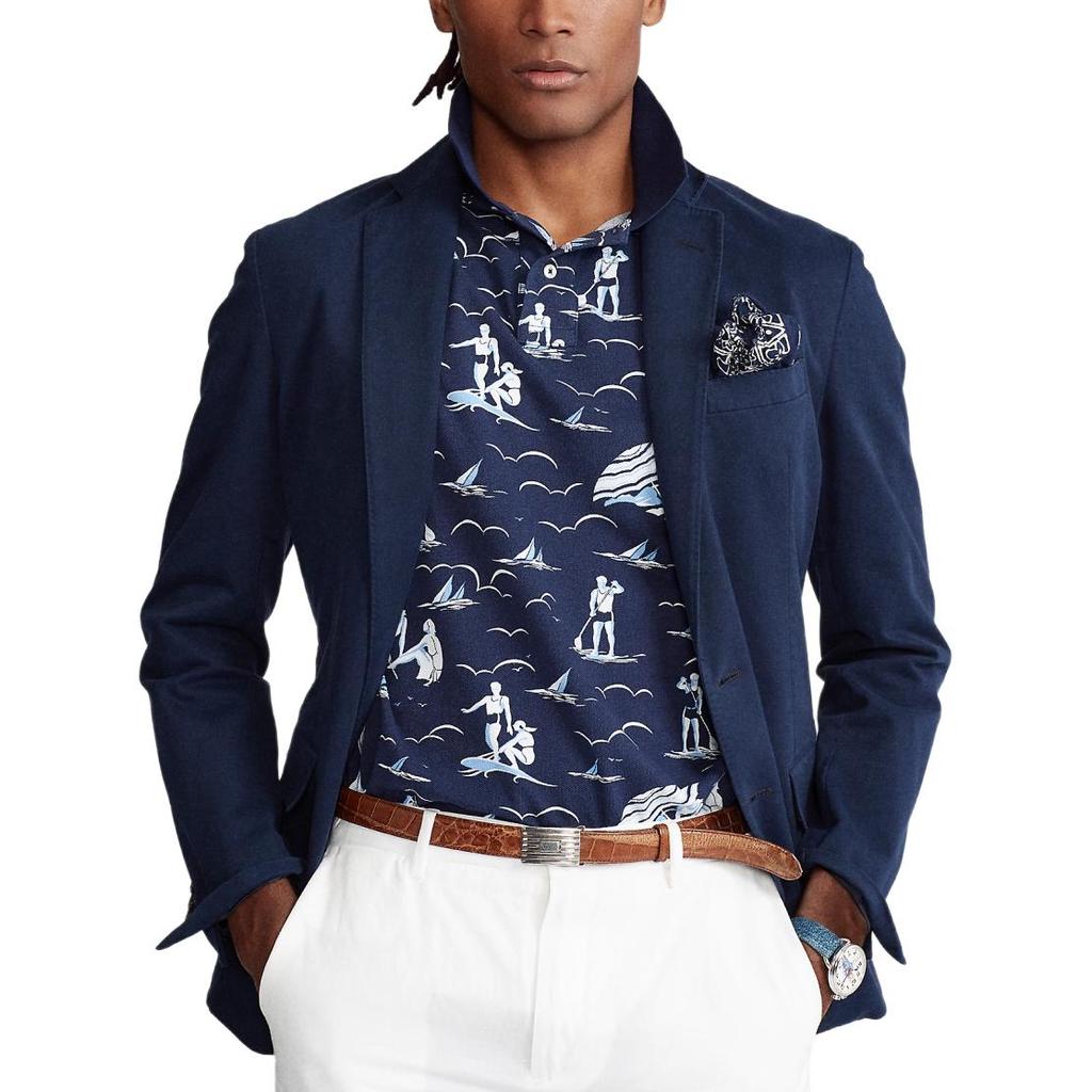 Polo Ralph Lauren Sport Bedrucktes Kleines Pony Logo Besticktes Kurzarm-Poloshirt Herren Poloshirts Marineblau MNPOKNI1N821197-400