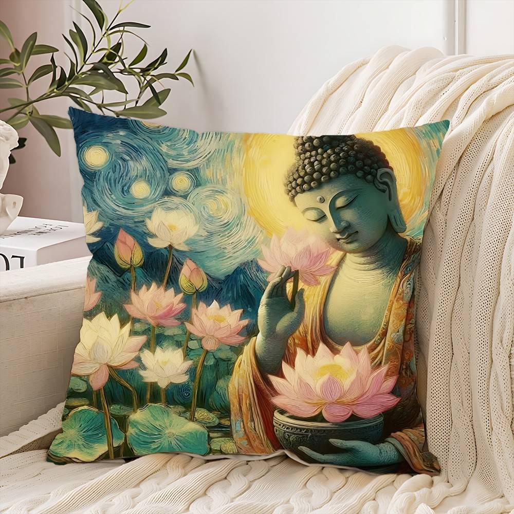 Buddha Zen Stein Blume Serie Kissenbezug Elegant Wohnzimmer Schlafzimmer Dekorative Rechteckige Kissenbezüge Sofakissenbezug