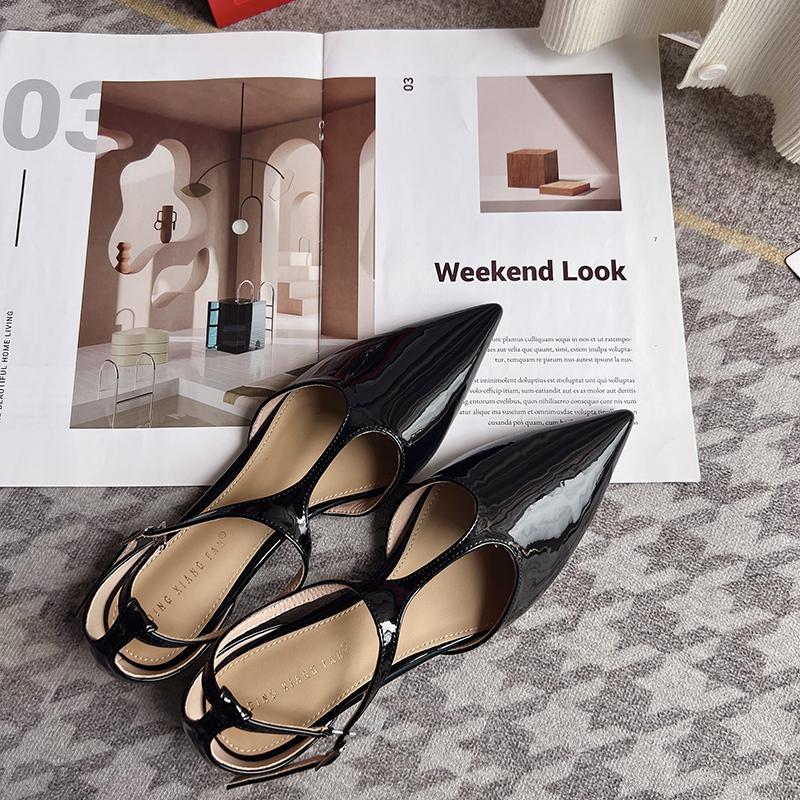 Fashion Bailamos 2025 Spring New Women Flats Fashion Pointed Toe Shallow Sandals Ladies Elegant Square Low Heel Dress Sandal Pumps Shoes