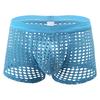 Men Sexy Hollow Out Shorts Briefs Low-rise Breathable Mesh Underwear Solid Color 3D