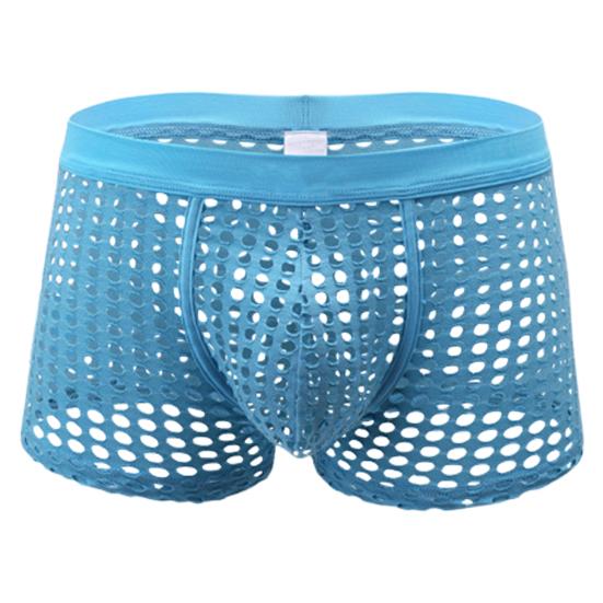 Men Sexy Hollow Out Shorts Briefs Low-rise Breathable Mesh Underwear Solid Color 3D
