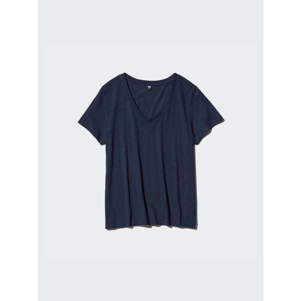 Uniqlo W S Supima CoTTon V Neck S S T ShirT
