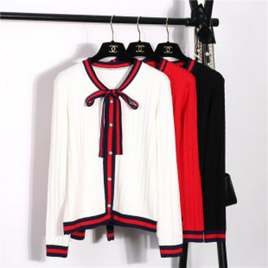 French Style Women's Navy Collar Wool Sweater - Winter Loose Striped Embroidered Knit Pullover