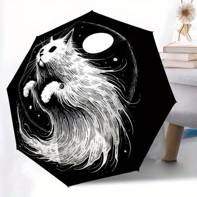 1pc Yin Yang Cat Automatic Umbrella High Quality Canopy, Portable Folding Umbrella With, Ideal Gift for - Travel 209