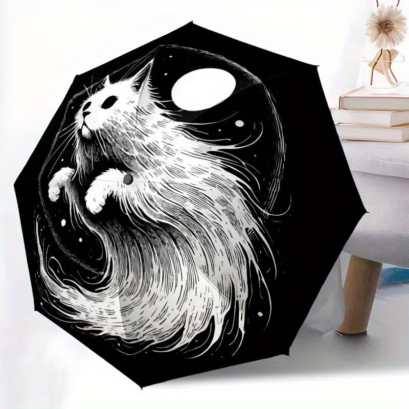 1pc Yin Yang Cat Automatic Umbrella High Quality Canopy, Portable Folding Umbrella with, Ideal Gift for - Travel, Everyday, Formal Events, S