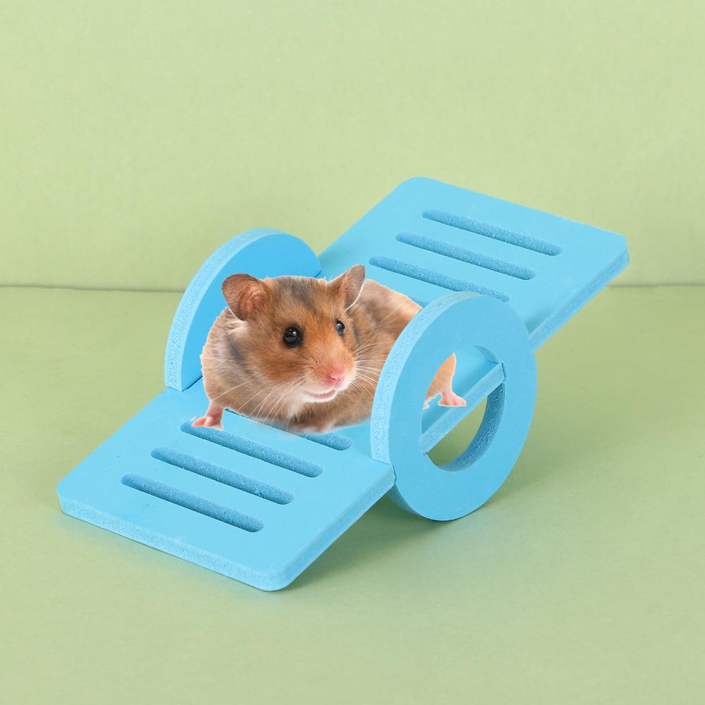 Conjunto de brinquedos para hamster inclui casa de hamster de madeira para pequenos animais, gerbil hamster, ponte arco-íris, brinquedo de gangorra, milho para mastigar