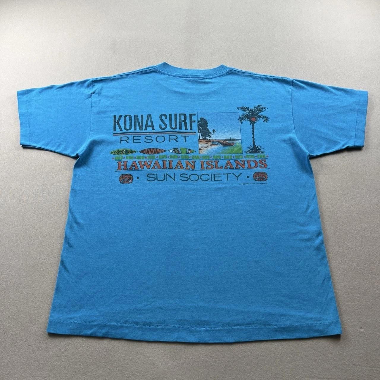 Vintage Kona Surf T-Shirt Mens Small Blue Hawaii Islands Sun Society Pocket 80s 4XL
