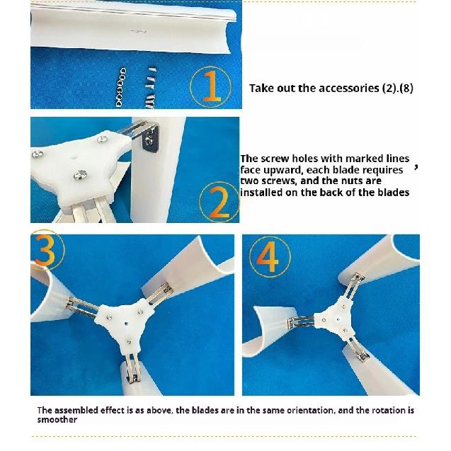 Vertical Axis Wind Turbine Model Three-phase Permanent Magnet Generator Windmill Toy Night Light Making DIY Display