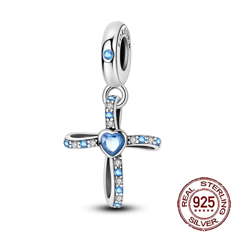 Charms Copper Angel Crucifix Cross Dangle Religious Beads Fit Snake Chain Bracelet Necklace Women Diy Jewelry