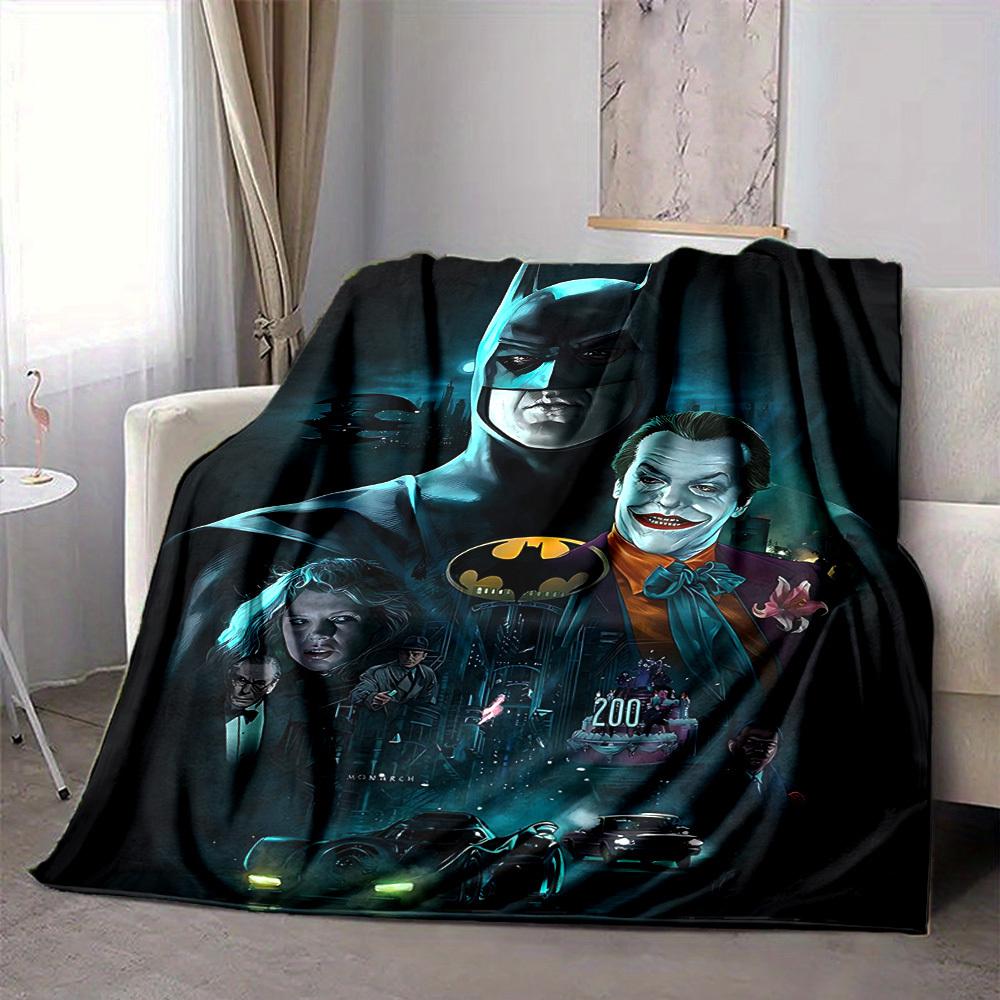 1pc Batman Joker Flannel Throw Blanket - HD Printed Lightweight Soft Warm All-Season Blanket for Sofa, Bed, Travel, Camping 077