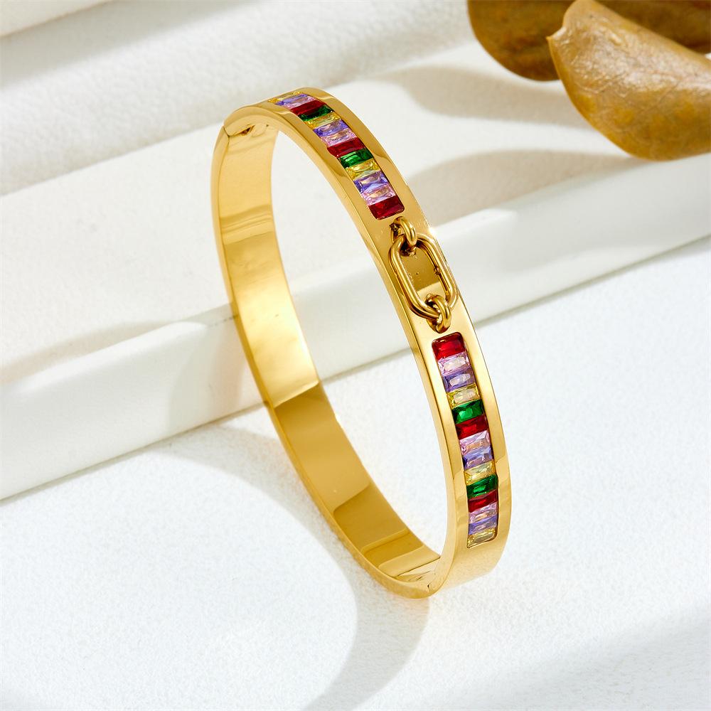 2026 Fashion Square Women's Bracelet with Diamond Buckle Fashion Bracelet Cross-border Jewelry Light Luxury Temperament