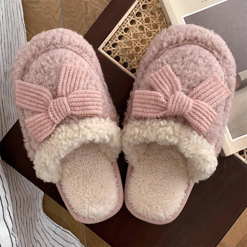 Winter New Fluffy Cotton Slippers Women's Thick-soled Household Couples Thickened Warm Non-slip Soft-soled Cotton Shoes