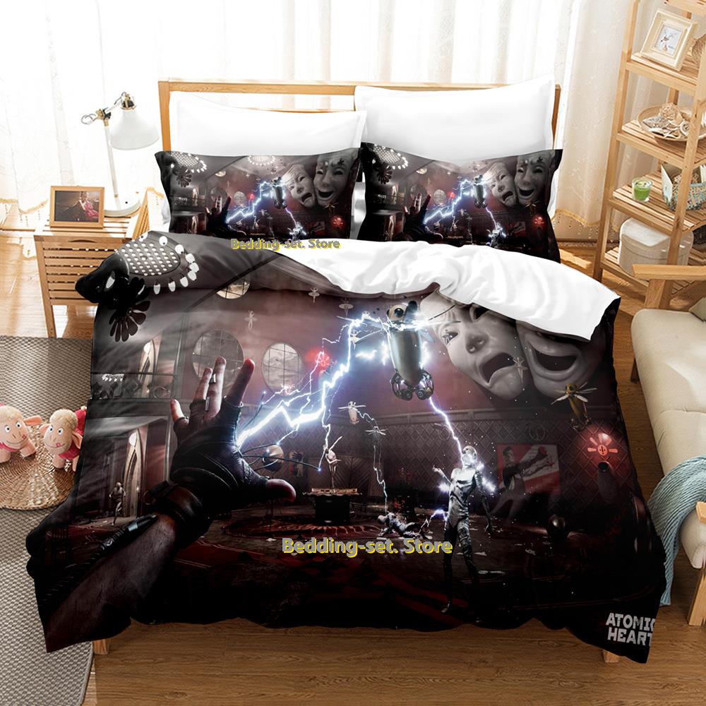 Atomic Heart Bettwäsche-Set Einzelbett Doppelbett Vollgröße Queen-Size King-Size Bettwäsche-Set für Erwachsene Kinder Schlafzimmer Dreiteilige Sets 3D-Druck Anime Bettwäsche