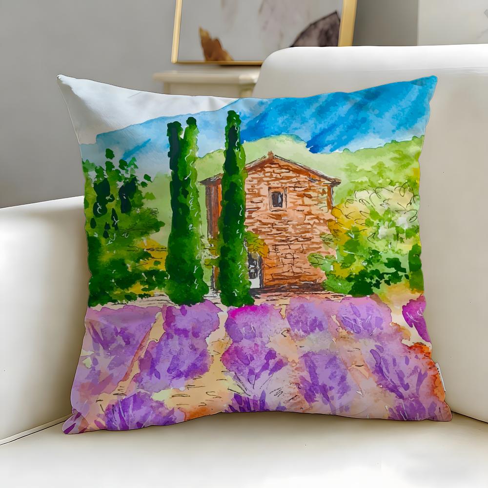 Classic Art Theme Farm Painting Cushion Cover Soft EasyWash Pillow Case Versatile for Couch Bed Travel and Office