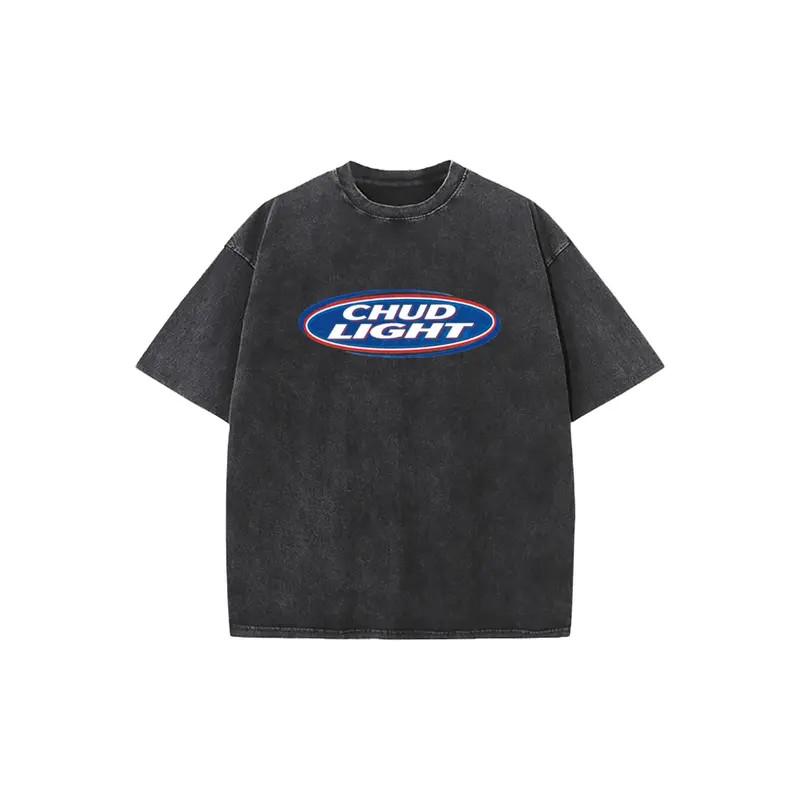 Chud Light Logo Vintage Gewaschen Übergröße Pop Humor Streetwear Herren T-Shirt