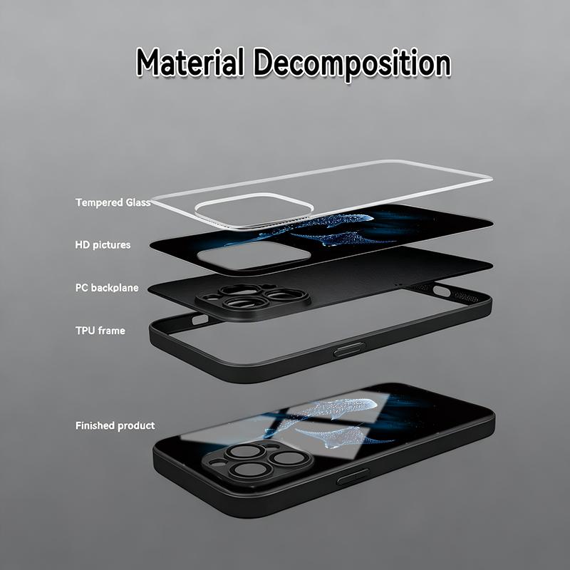 Deep Sea Starry Sky Whale Glass Phone Case for iPhone 17 Pro Max 16 15 14 Plus 13 12 11 16E 17 Air X XS XR XS MAX 7 8 SE2 Cover