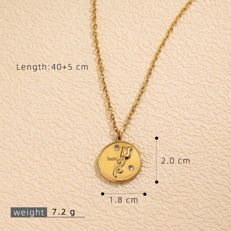 18K Gold Plated Sunflower Rose Necklace – Versatile, Fade-Resistant Stainless Steel Clavicle Chain