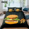 Hamburger Duvet Cover Set Meat Cheese Comforter Cover Fast Food Theme Bedding Set Cartoon Hamburg Pattern Quilt Cover for Kids