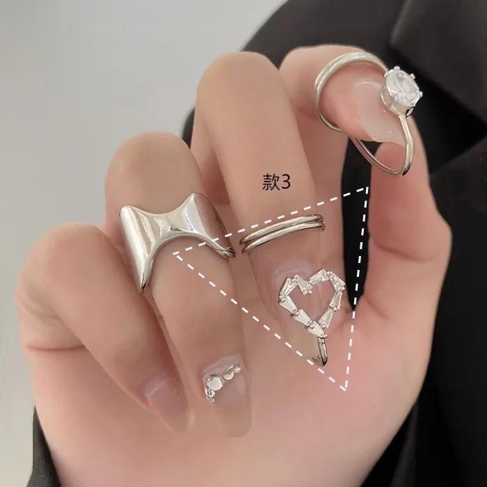 1PC Fashion Gothic Metal Line Thin Nail Rings for Women Girls Daily Crystal Fingertip Protective Cover Jewelry Accessories for Women