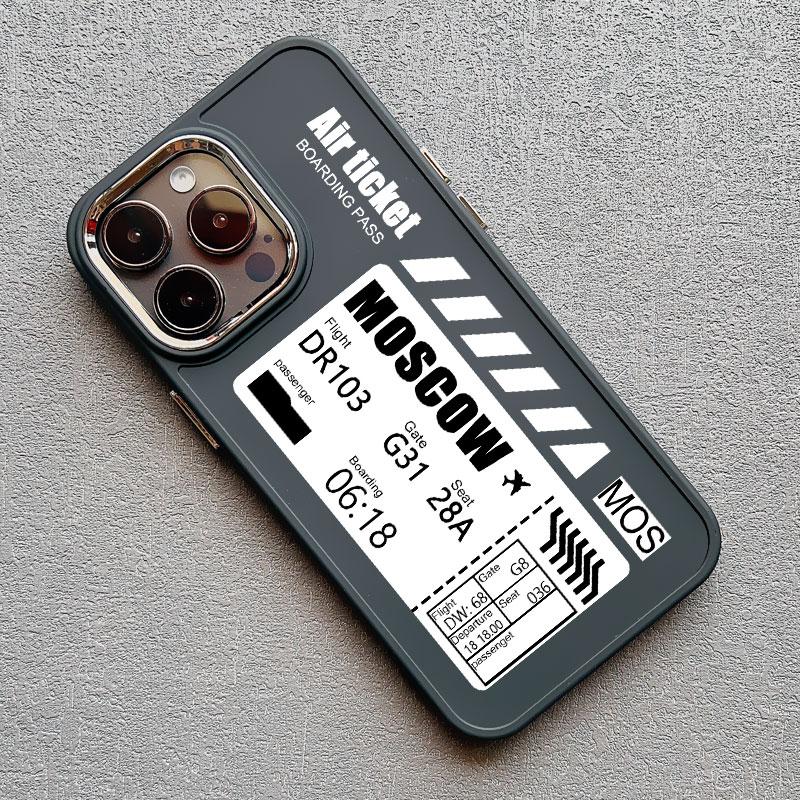 Hot Air Ticket Travel New York London Paris Label Phone Case for iPhone X XS XR 11 12 13 14 15 Pro Max 7 8 Plus Black Soft Cover