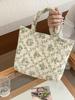Quilted Cotton Women's Cute Flower Handbags Portable Ladies Small Tote Shoulder Bags Retro Design Casual Female Lunch Bento Bag