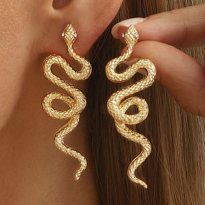 European American Twisted Snake Earrings Light Luxury Exquisite Zodiac Snake Animal Earrings For Women Trendy Fashion Jewelry