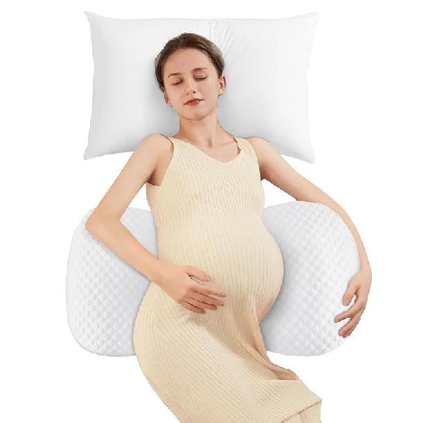Pregnancy Pillows for Sleeping, Memory Foam Maternity Pillow Support for Back Belly HIPS, Adjustable Travel Wedge Pillow for Pregnant Women, Side