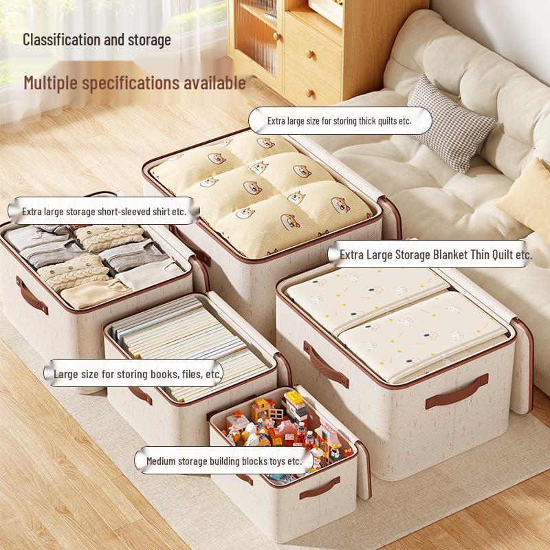 Tianshan Cotton & Linen Zipper Storage Box with Lid for Clothes & Toys