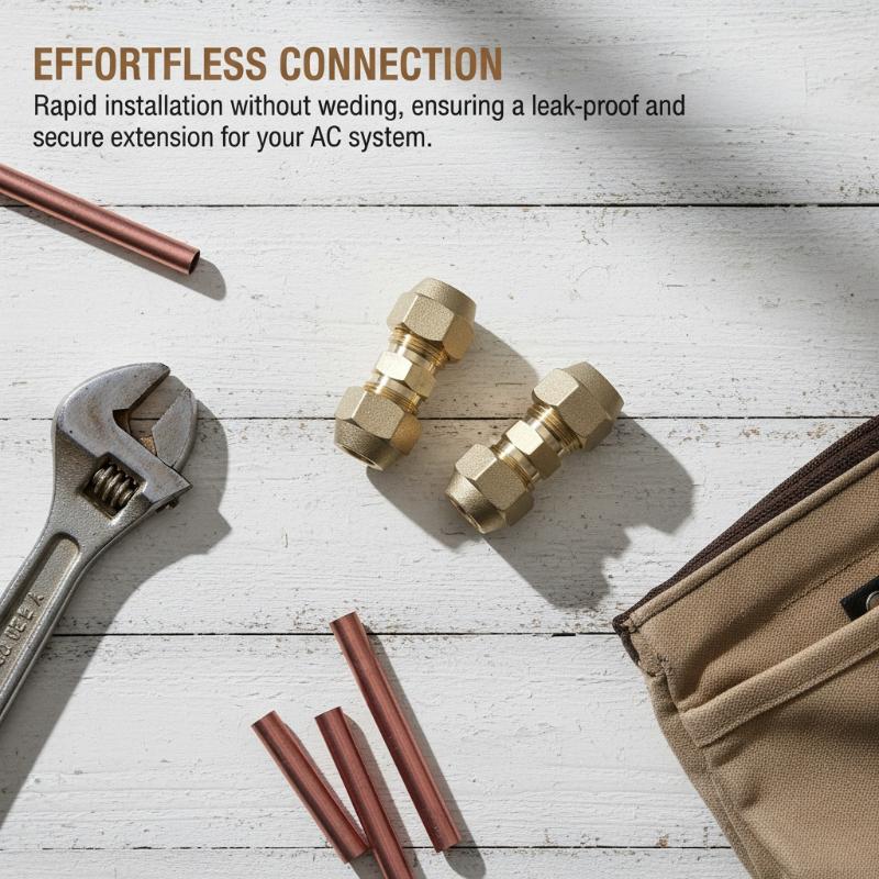 Air Conditioning Copper Pipe Joint Quick Connector Straight Pipe Extension Joint No-Weld Fitting With Flare Nut Copper Connector