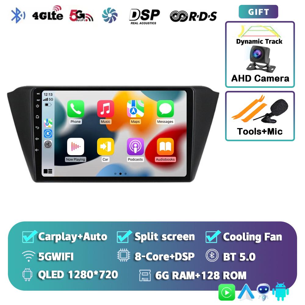 Android 14 Carplay Auto WIFI+4G Car Radio For Skoda Fabia 3 III 2014 2015 2016-2020 Multimedia GPS Player Stereo 2din Head Unit